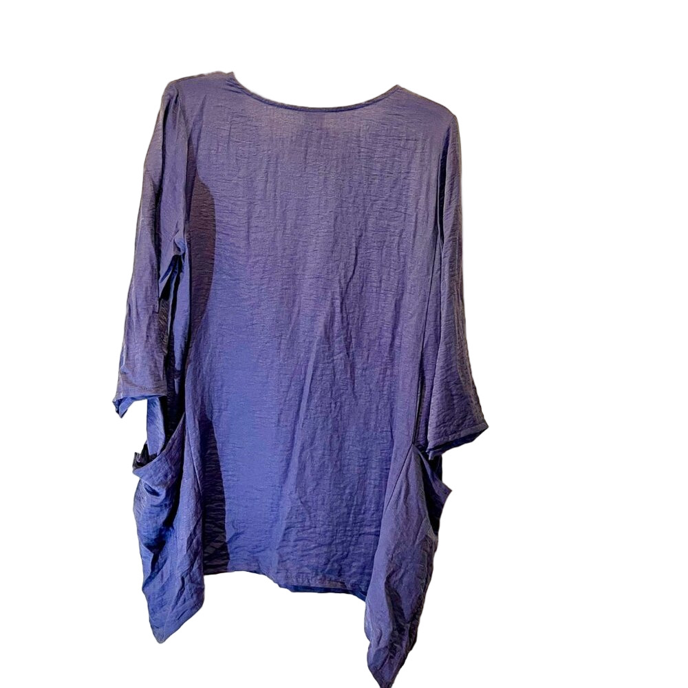 Et' Lois Tunic w/Pockets XL Travel-Friendly Crinkle Tunic Asymmetrical Hem NWT - Picture 4 of 11